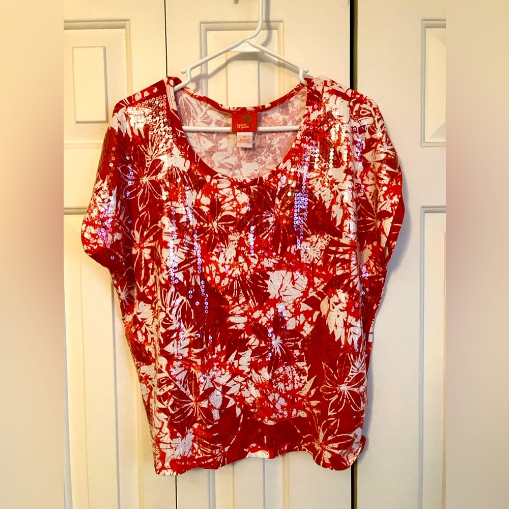 Hearts of Palm shimmery orange top